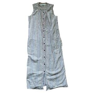 Caron Callahan Striped Cotton Midi Dress, Size Small